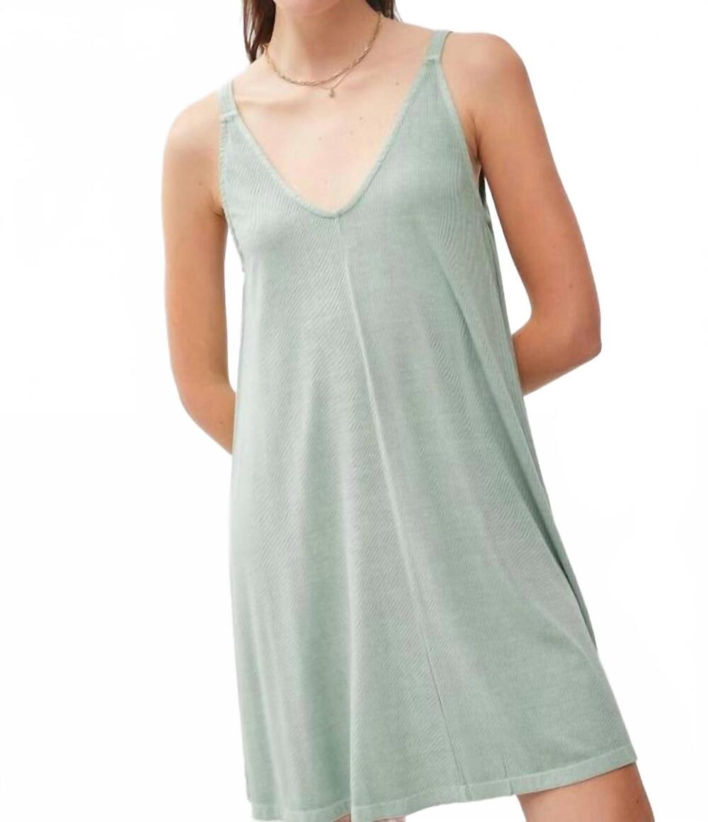 NEW BE COOL ribbed v-neck knit mini dress in sage